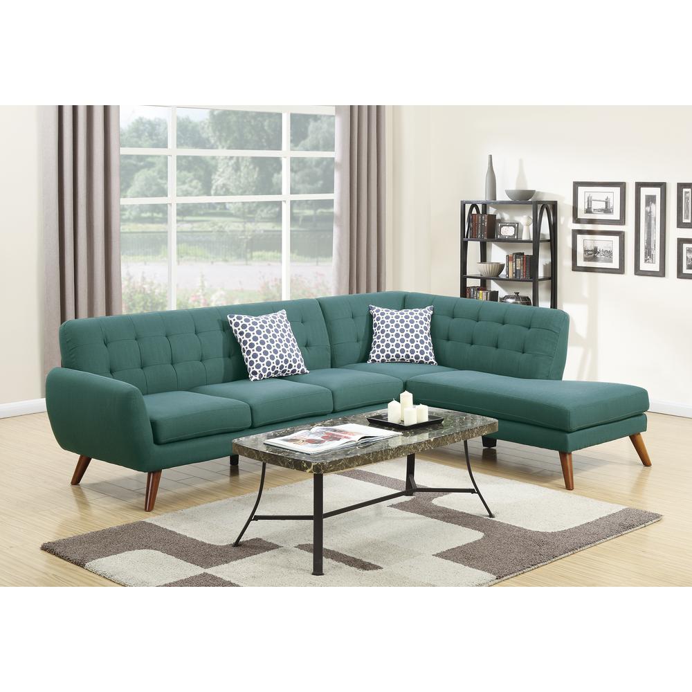 Poundex 2 Piece Fabric Sectional Set in Laguna Blue Color, 111" W x 80" D x 33" H, Package Weight 97. Picture 5