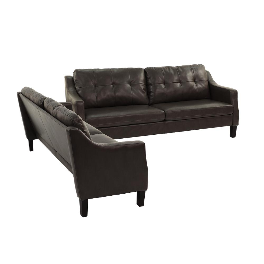 2-piece Gel Leatherette Sofa Set in Dark Brown. Picture 3