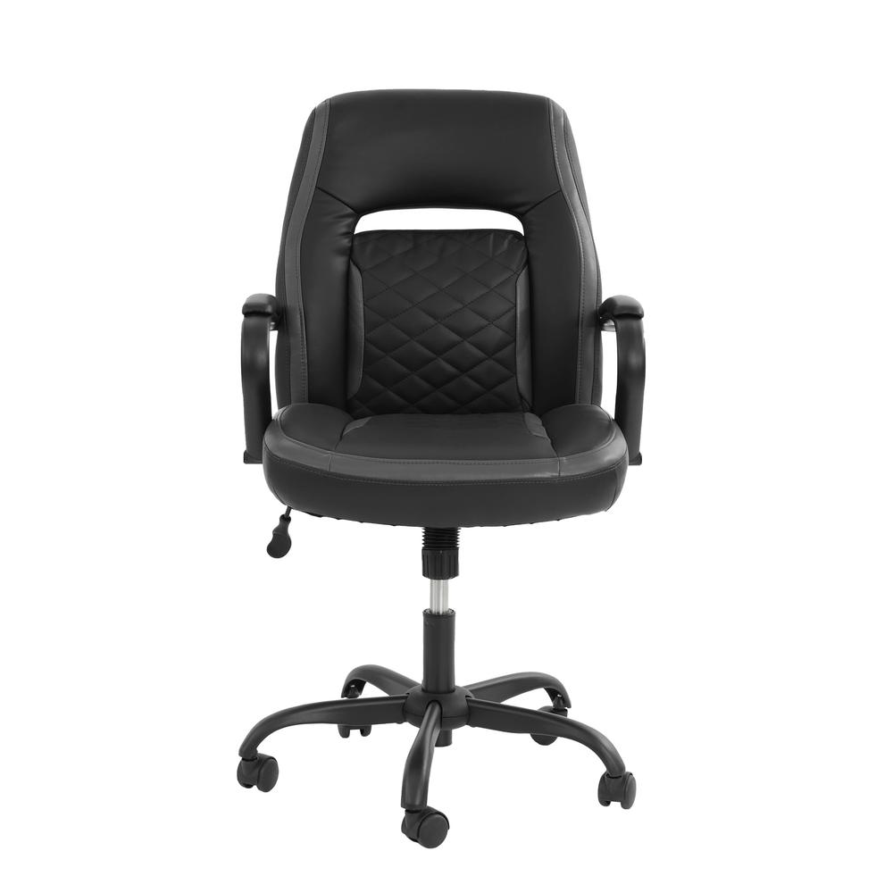 Furniture Faux Leather Office Chair in Black and Grey. Picture 2