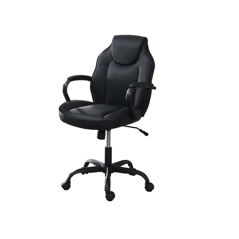Furniture  Faux Leather  Office Chair in  All  Black. Picture 2