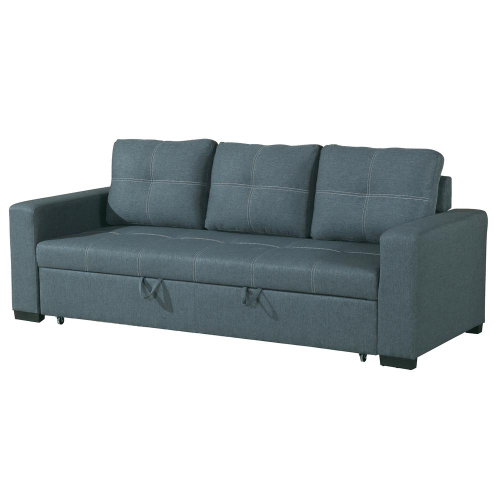 Furniture Polyfiber Fabric Convertible Sofa in Blue Grey. Picture 3