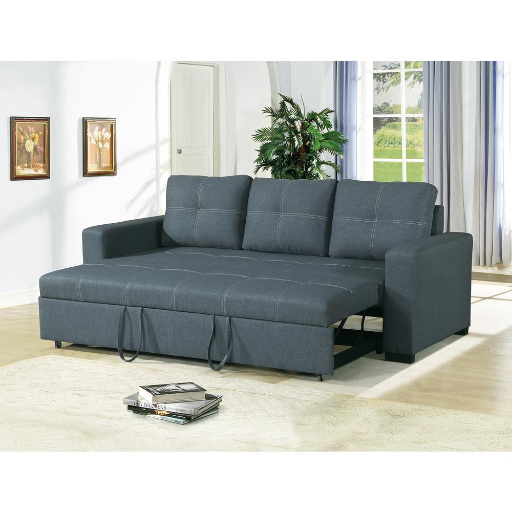 Furniture Polyfiber Fabric Convertible Sofa in Blue Grey. Picture 2