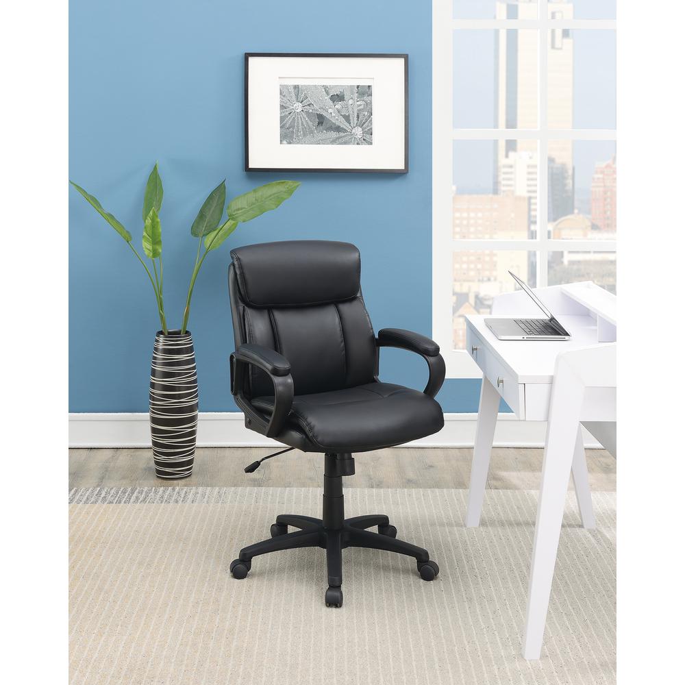 Furniture Modern Faux Leather Office Chair in Black Color. Picture 1