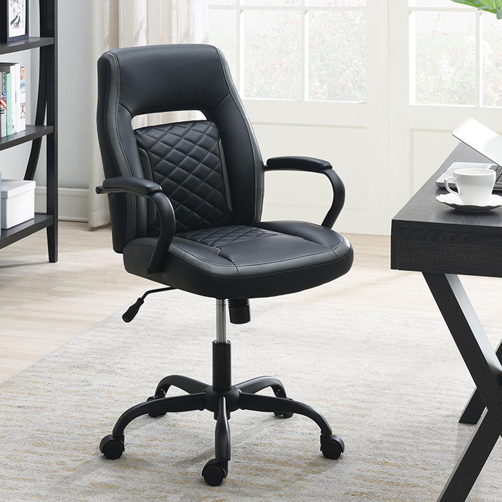 Furniture Faux Leather Office Chair in Black and Grey. Picture 1