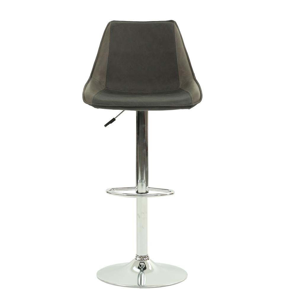 Adjustable Height & Swivel Barstool 2 Piece in Ebony Faux Leather. Picture 3
