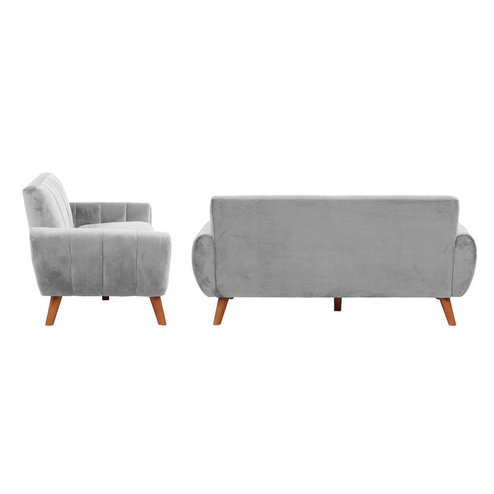 2-Piece Upholstered Velvet Sofa with Angled Legs in Light Gray. Picture 4
