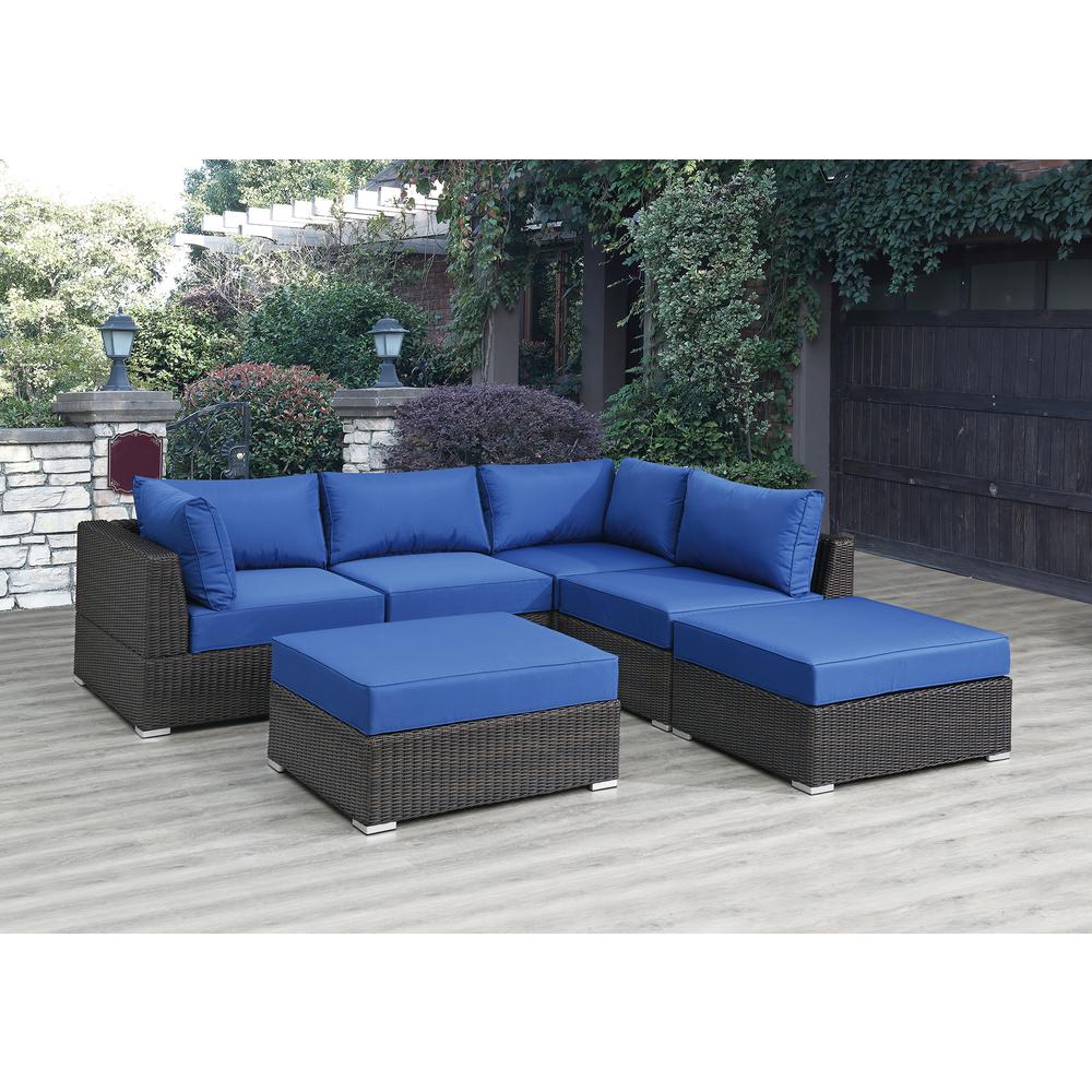 Poundex 6 piece Wicker Outdoor Set in Blue. Picture 2