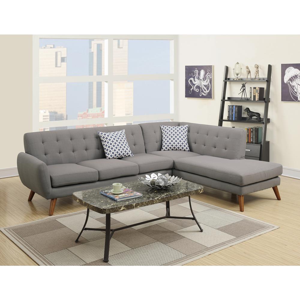 Poundex 2 Piece Fabric Sectional Set in Gray Color, 111" W x 80" D x 33" H, Package Weight 97. Picture 6