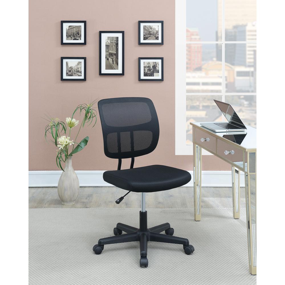 Furniture Armless Mesh Fabric Office Chair in Black Color. Picture 1