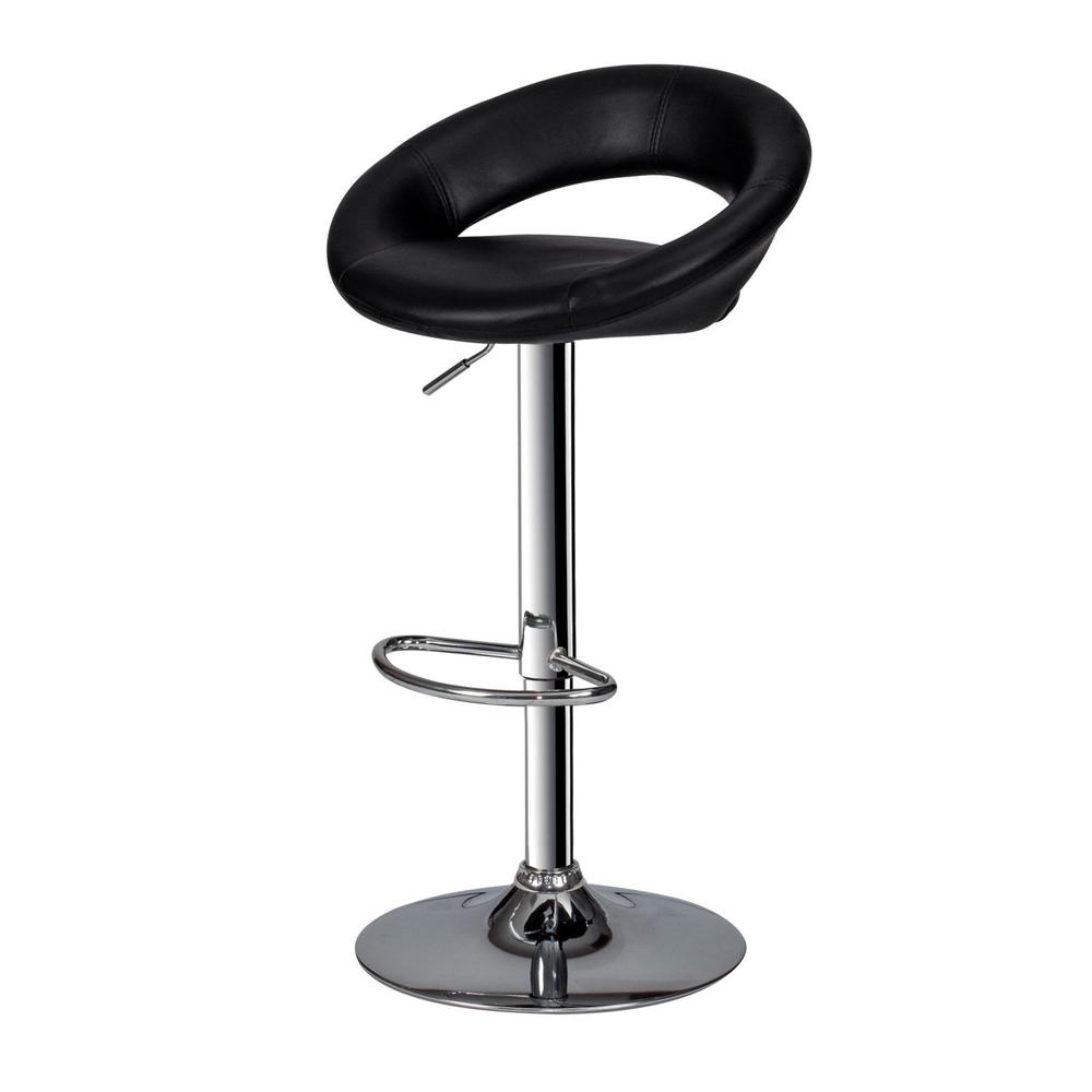 Poundex Adjustable Height & Swivel Barstool in Black Faux Leather (Set of 2), 20" W x 18" D x 30" ~ 39" H, Package Weight 34. Picture 1