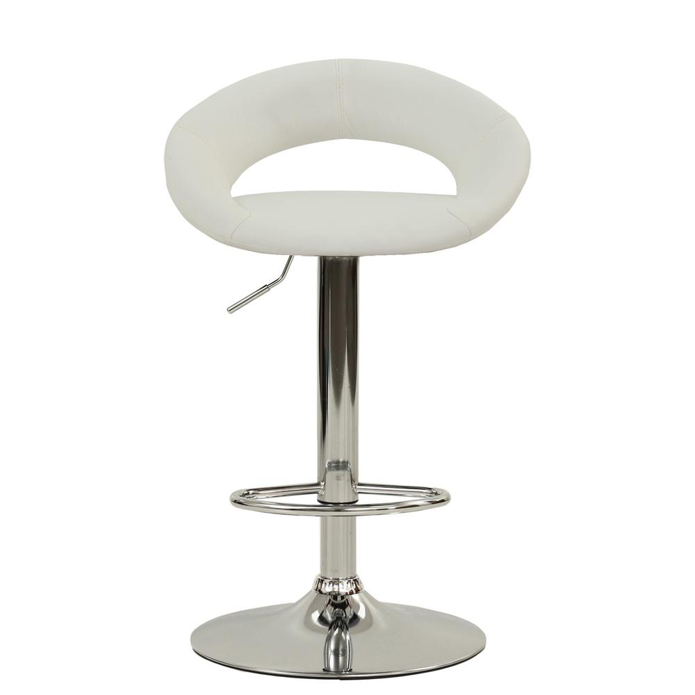 Poundex Adjustable Height & Swivel Barstool in White Faux Leather (Set of 2), 20" W x 18" D x 30" ~ 39" H, Package Weight 34. Picture 1