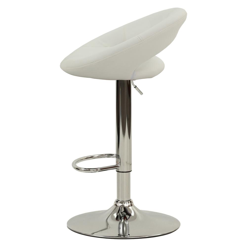 Poundex Adjustable Height & Swivel Barstool in White Faux Leather (Set of 2), 20" W x 18" D x 30" ~ 39" H, Package Weight 34. Picture 2