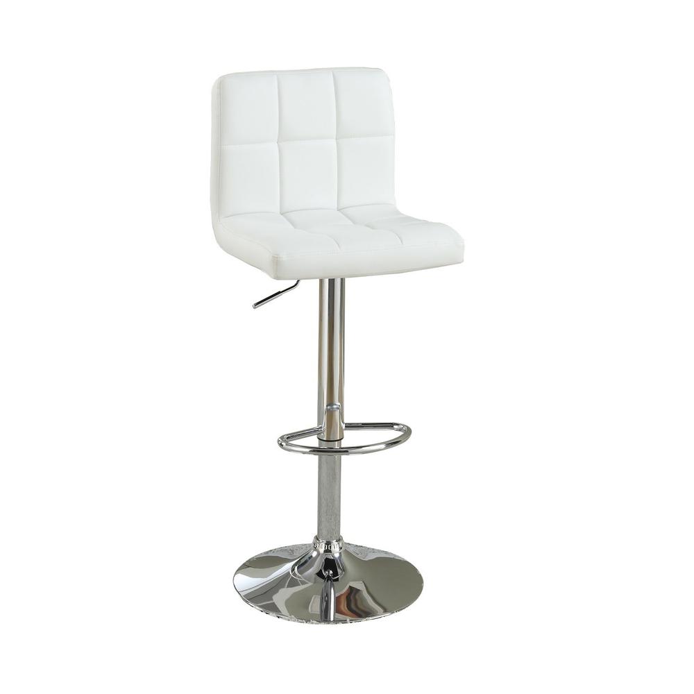 Poundex Adjustable Height & Swivel Barstool in White Faux Leather (Set of 2), 22" W x 18" D x 38" ~ 44" H, Package Weight 39. Picture 1