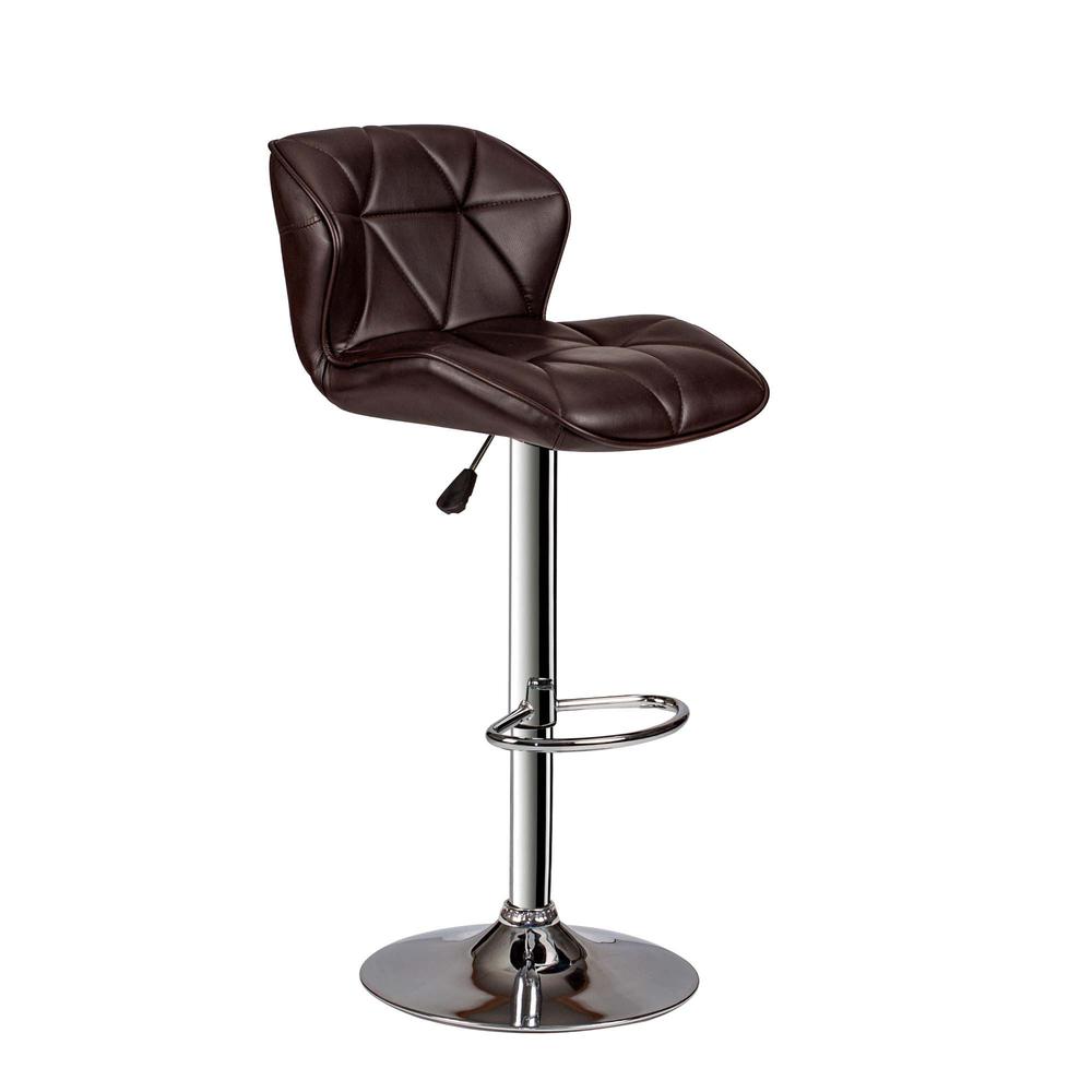 Poundex Adjustable Height & Swivel Barstool in Dark Brown Faux Leather (Set of 2), 18" W x 22" D x 34" ~ 42" H, Package Weight 40. The main picture.