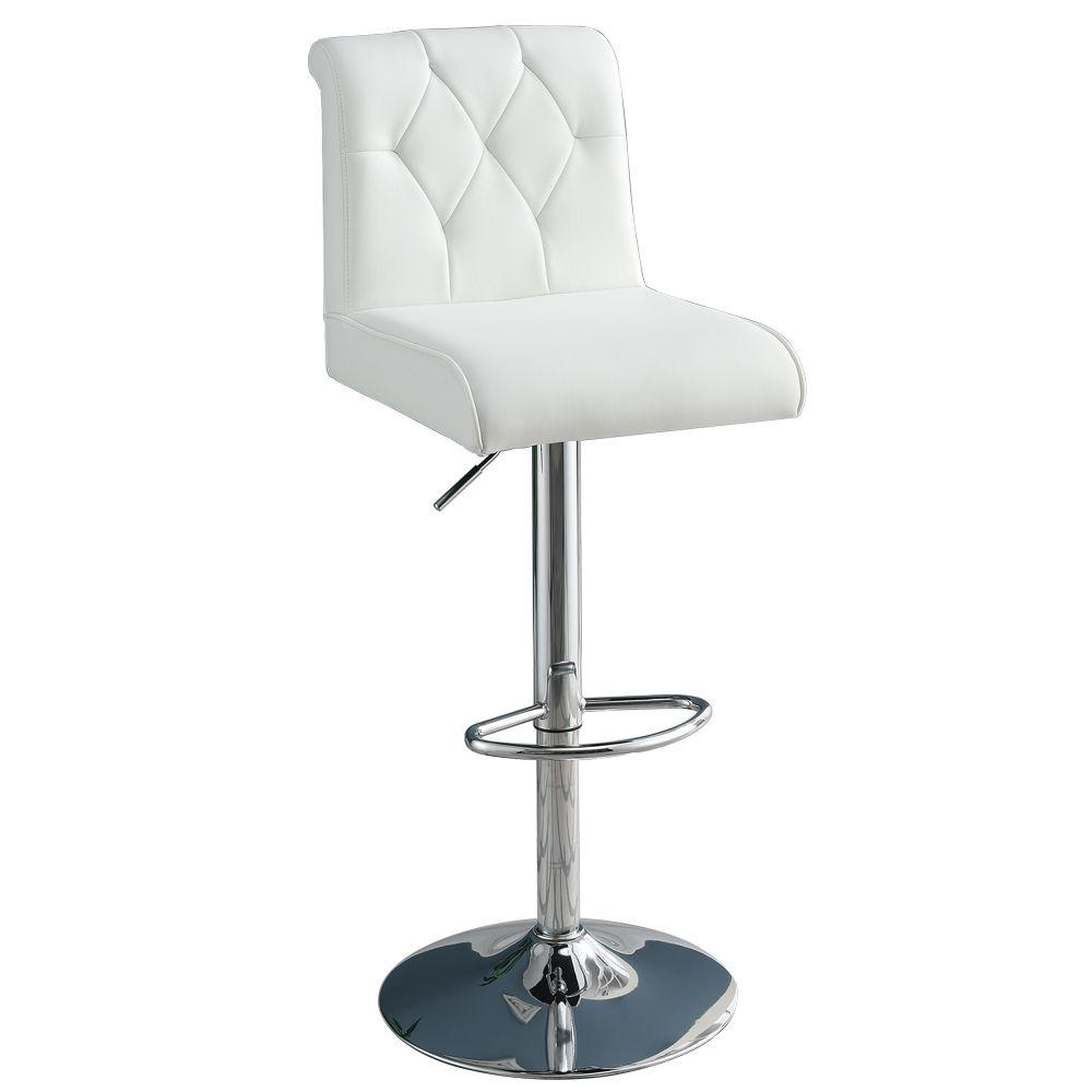 Poundex Adjustable Height & Swivel Barstool in White Faux Leather (Set of 2), 16" W x 21" D x 38" ~ 44" H, Package Weight 42. Picture 1