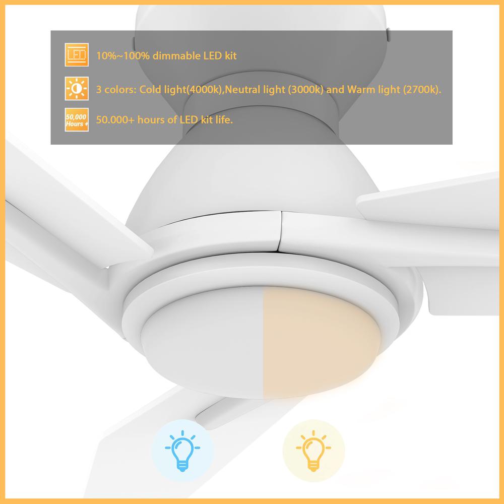 Tracer 48'' Smart Ceiling Fan with Remote, Light Kit Included White Finish. Picture 12