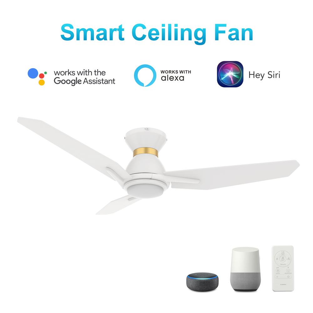 Calen 48-inch Smart Ceiling Fan with Remote, Light Kit Included White Finish. Picture 1