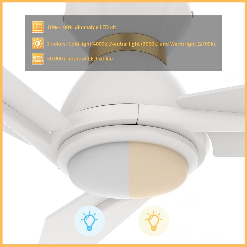 Calen 48-inch Smart Ceiling Fan with Remote, Light Kit Included White Finish. Picture 3