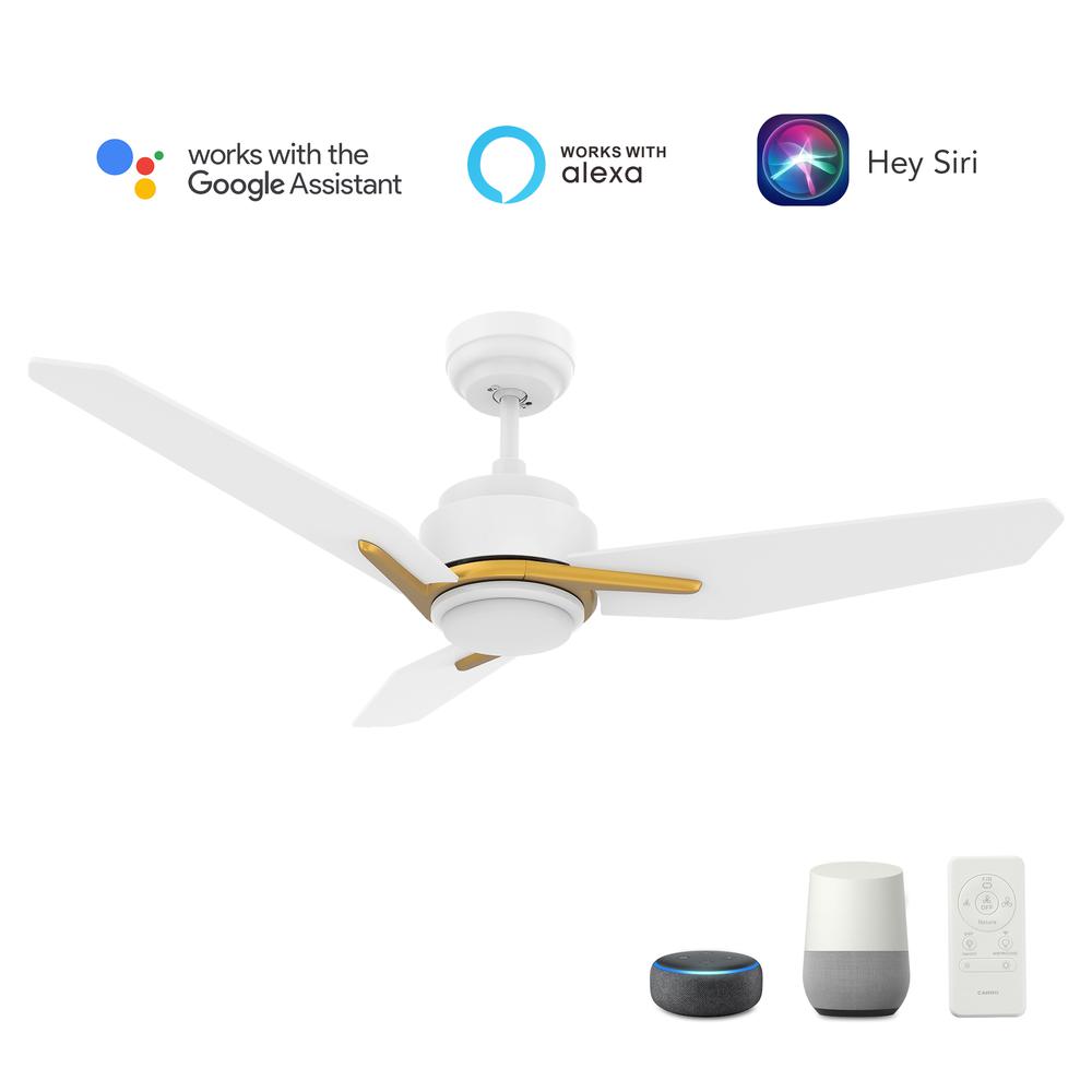 Tracer 48'' Smart Ceiling Fan with Remote, Light Kit Included, White Finish. Picture 1