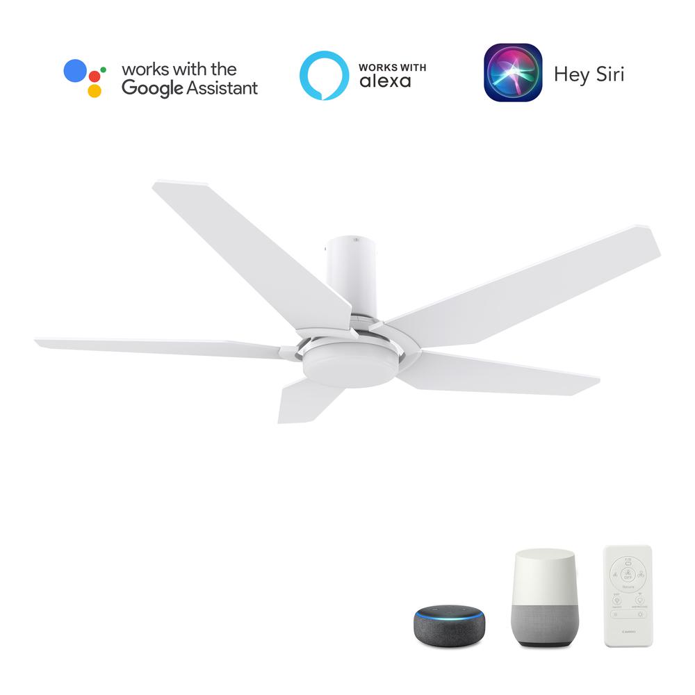 Woodrow  52-inch Smart Ceiling Fan with Remote, Light Kit Included, White Finish. Picture 1