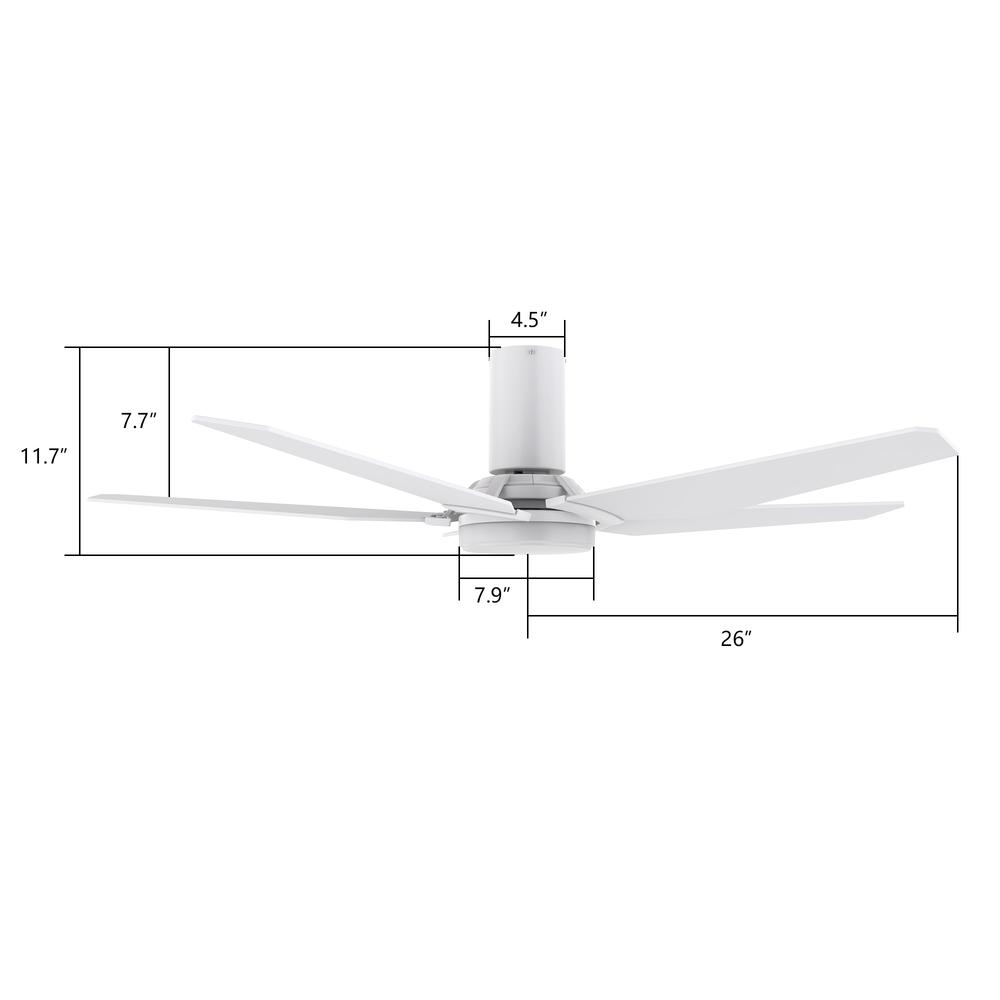Woodrow  52-inch Smart Ceiling Fan with Remote, Light Kit Included, White Finish. Picture 6
