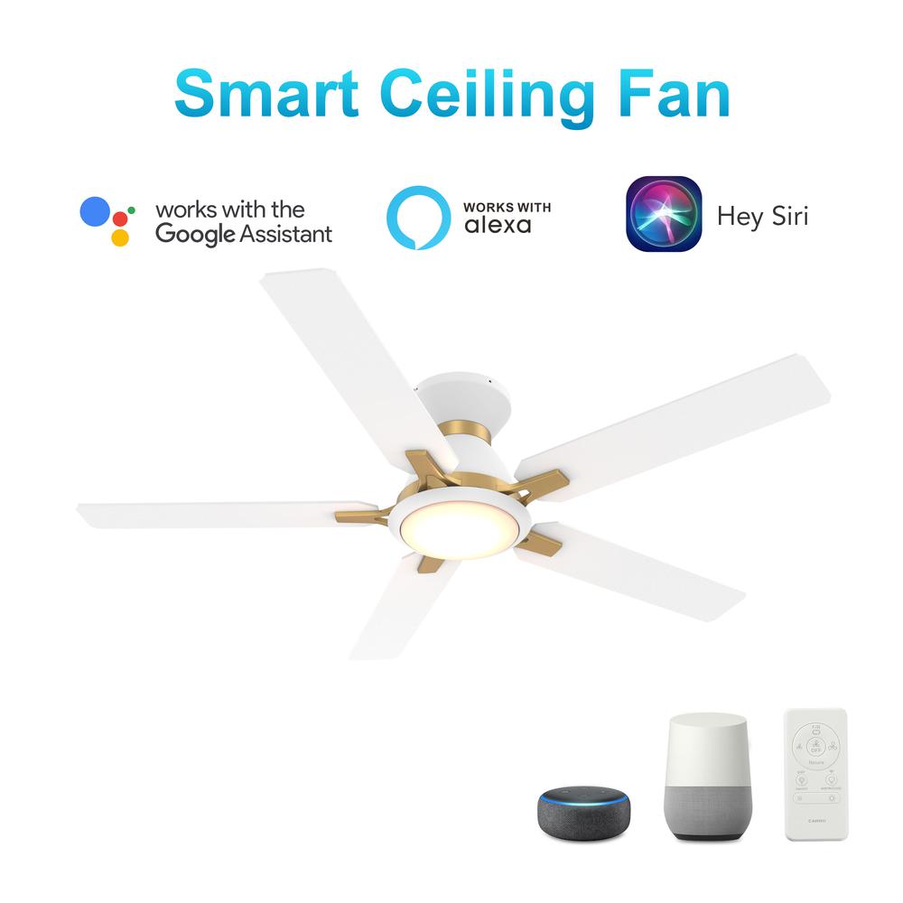 Espear 52'' Smart Ceiling Fan with Remote, Light Kit Included White Finish. Picture 8