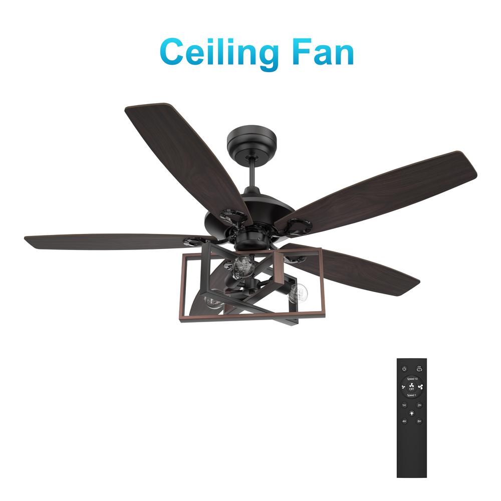Karson 52-inch Ceiling Fan with Remote, Light Kit Included Black Finish. Picture 1