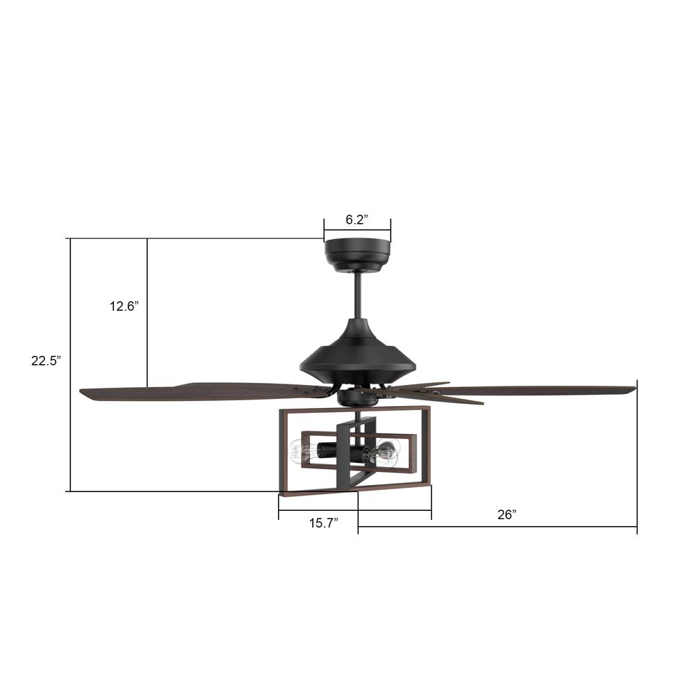 Karson 52-inch Ceiling Fan with Remote, Light Kit Included Black Finish. Picture 8
