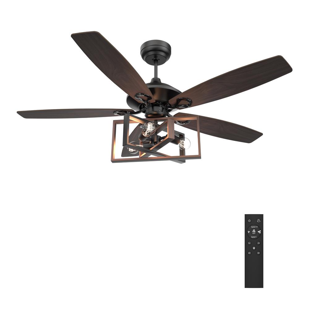 Karson 52-inch Ceiling Fan with Remote, Light Kit Included Black Finish. Picture 9