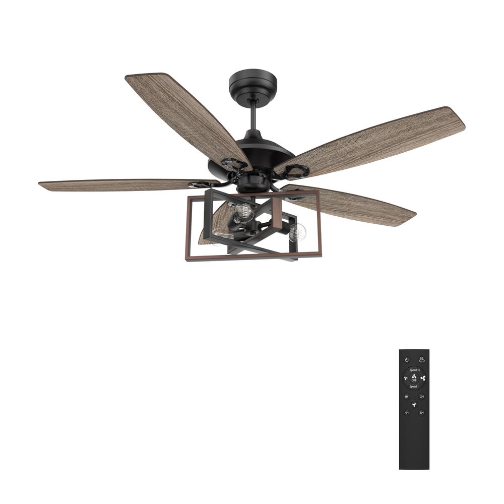 Karson 52-inch Ceiling Fan with Remote, Light Kit Included Black Finish. Picture 10