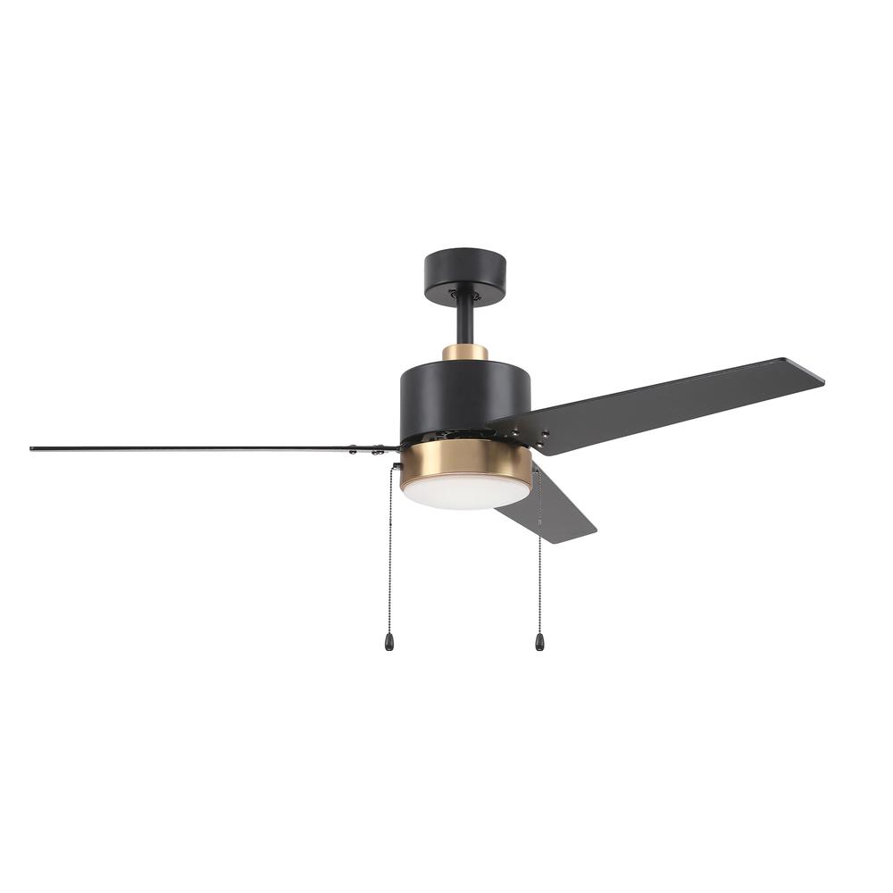 Kesteven 52'' Ceiling Fan with pull chains,Light Kit Included Black Finish. Picture 1
