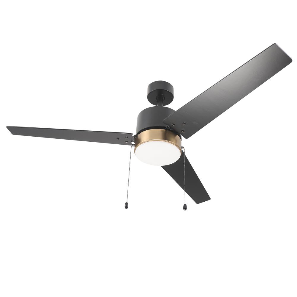 Kesteven 52'' Ceiling Fan with pull chains,Light Kit Included Black Finish. Picture 7
