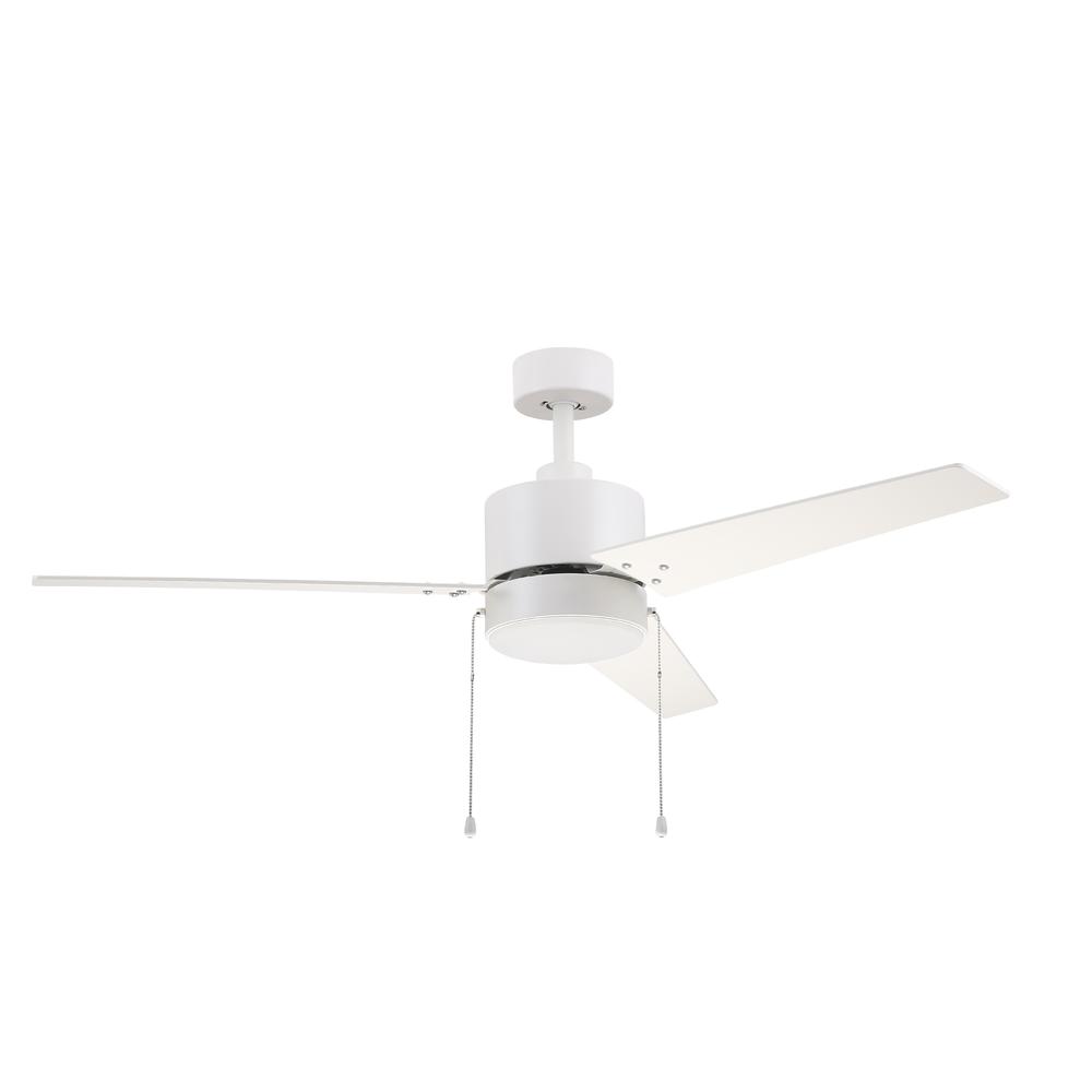 Kesteven 52'' Ceiling Fan with pull chains,Light Kit Included, White Finish. Picture 1