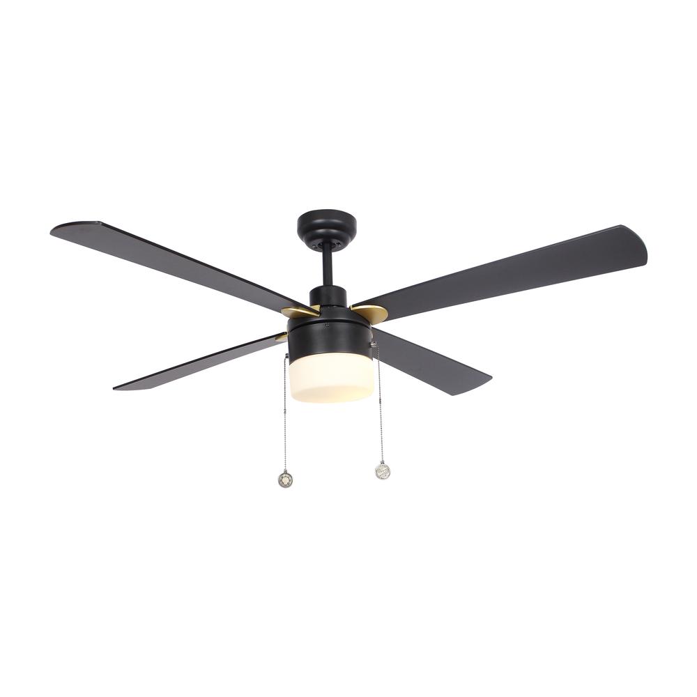 Amalfi 52-inch Ceiling Fan with a pull chain ,Light Kit Included, Black Finish. Picture 1
