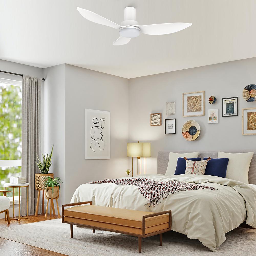 Ryna 36'' Smart Ceiling Fan with Remote, Light Kit Included White Finish. Picture 2