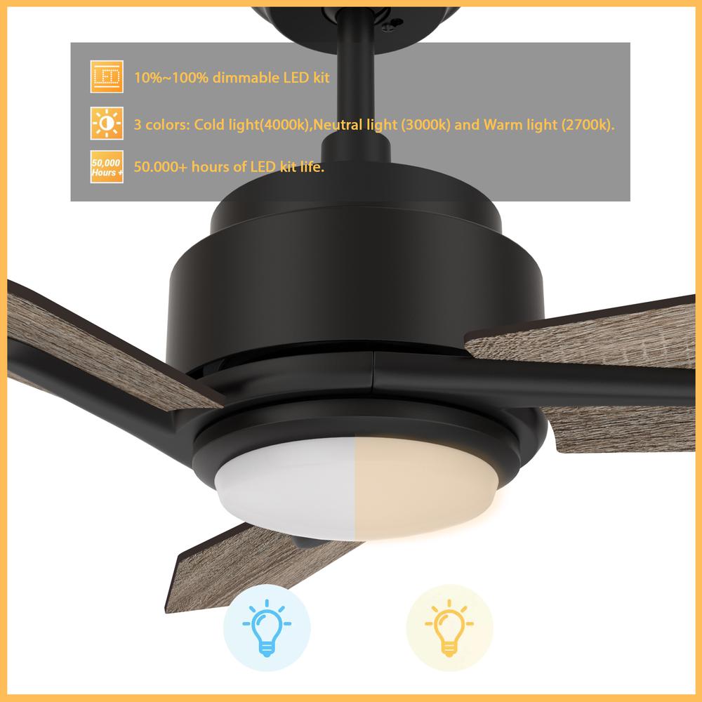 Tracer 48-inch Smart Ceiling Fan with Remote, Light Kit Included Black Finish. Picture 5