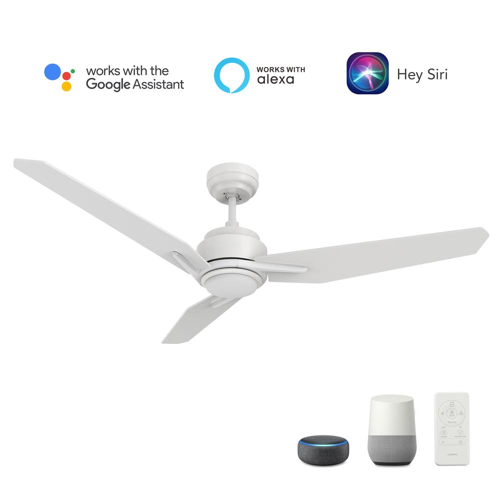 Tracer 48'' Smart Ceiling Fan with Remote, Light Kit Included White Finish. Picture 2