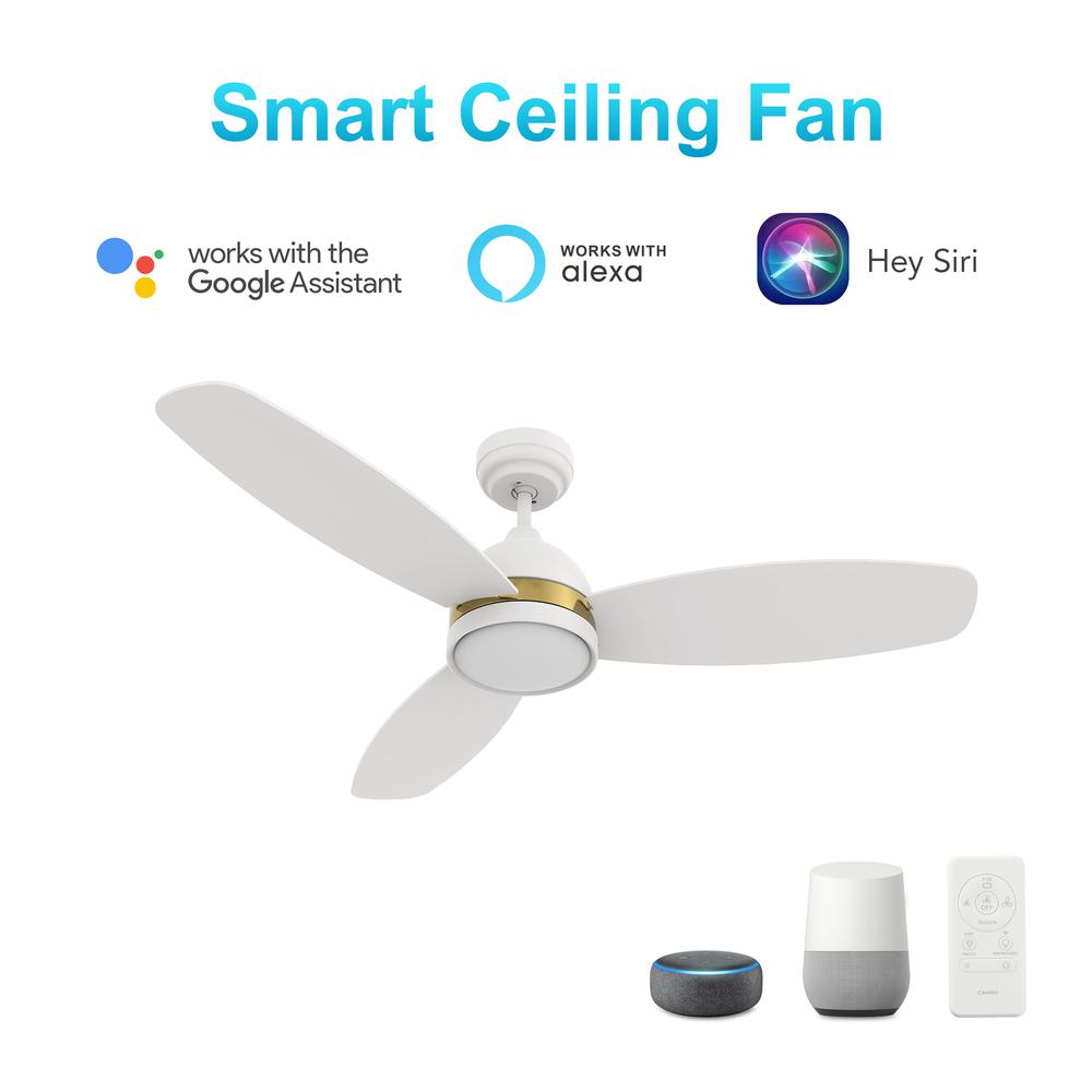 Fremont 48'' Smart Ceiling Fan with Remote, Light Kit Included, White Finish. Picture 1