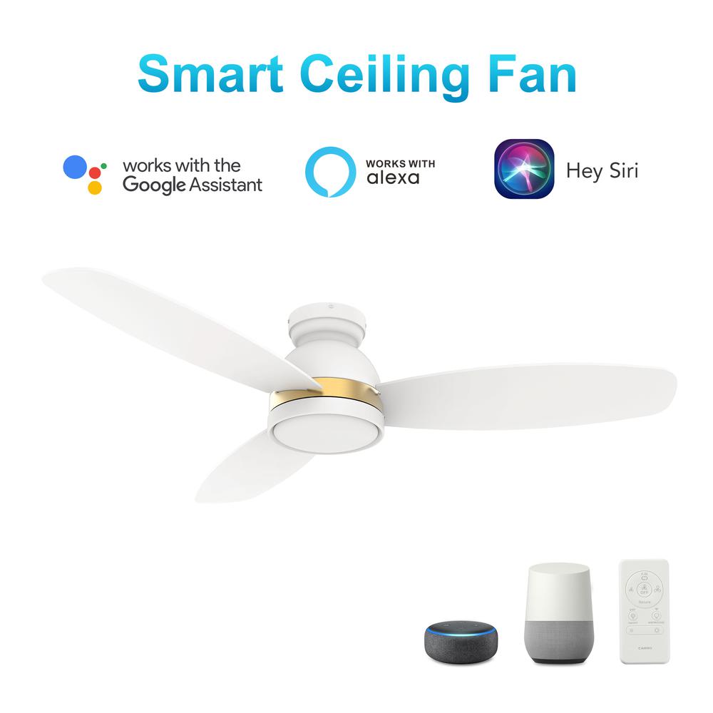 Fremont 48'' Smart Ceiling Fan with Remote, Light Kit Included, White. Picture 1