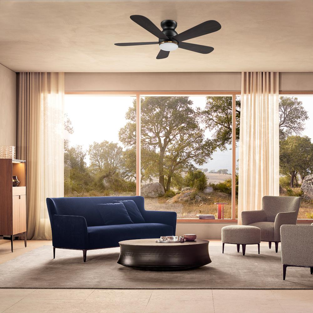 Dubois 48'' Smart Ceiling Fan with Remote, Light Kit Included Black Finish. Picture 1