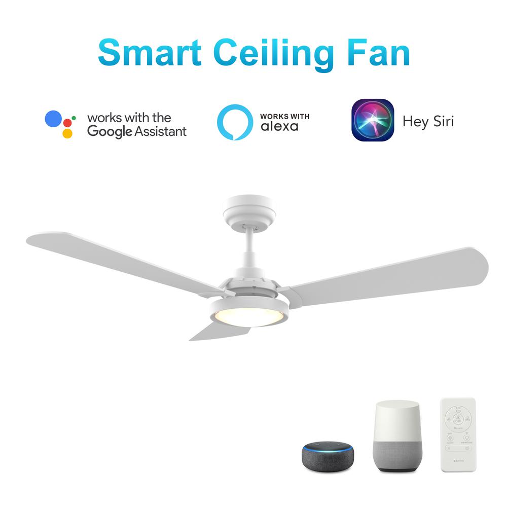 Brisa  52-inch Smart Ceiling Fan with Remote, Light Kit Included White Finish. Picture 1