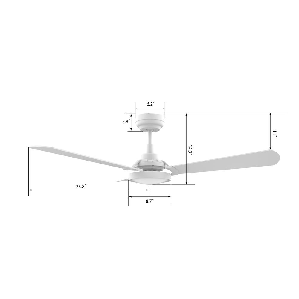 Brisa  52-inch Smart Ceiling Fan with Remote, Light Kit Included White Finish. Picture 6