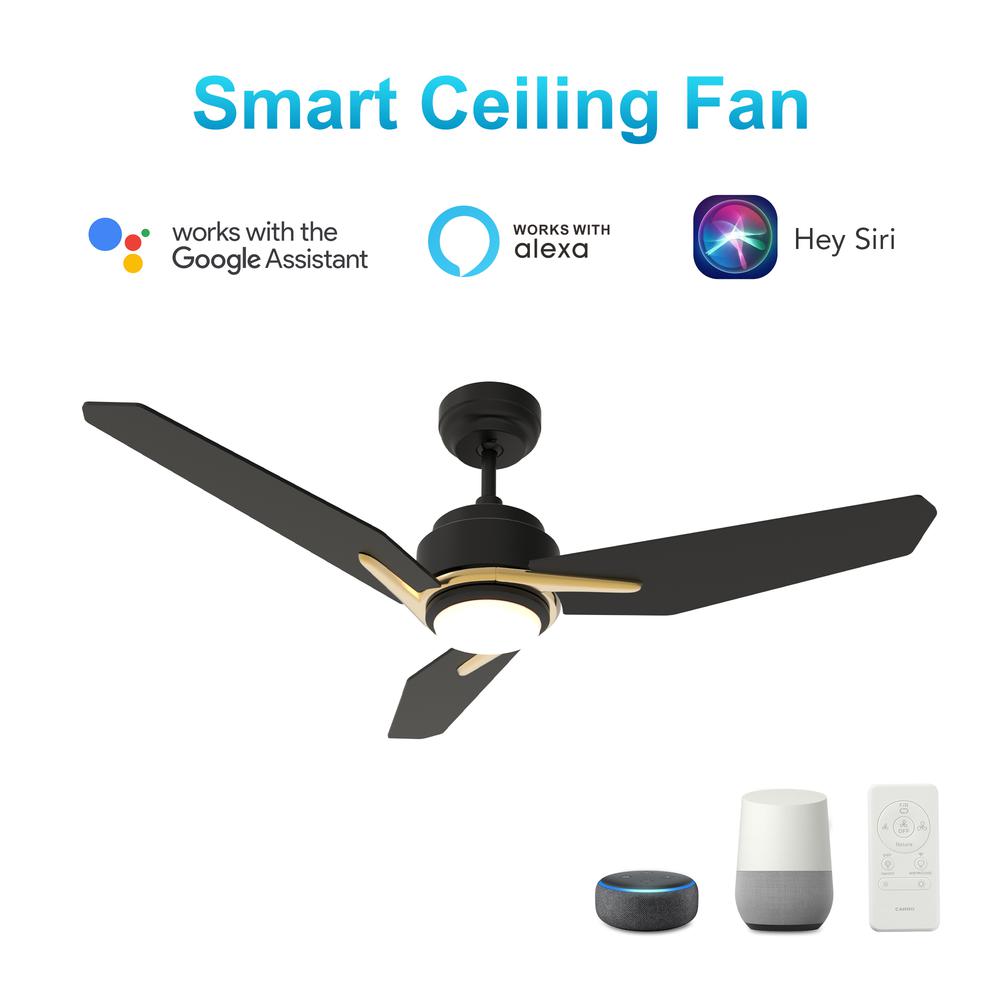 Tracer 52-inch Smart Ceiling Fan with Remote, Light Kit Included Black Finish. Picture 1