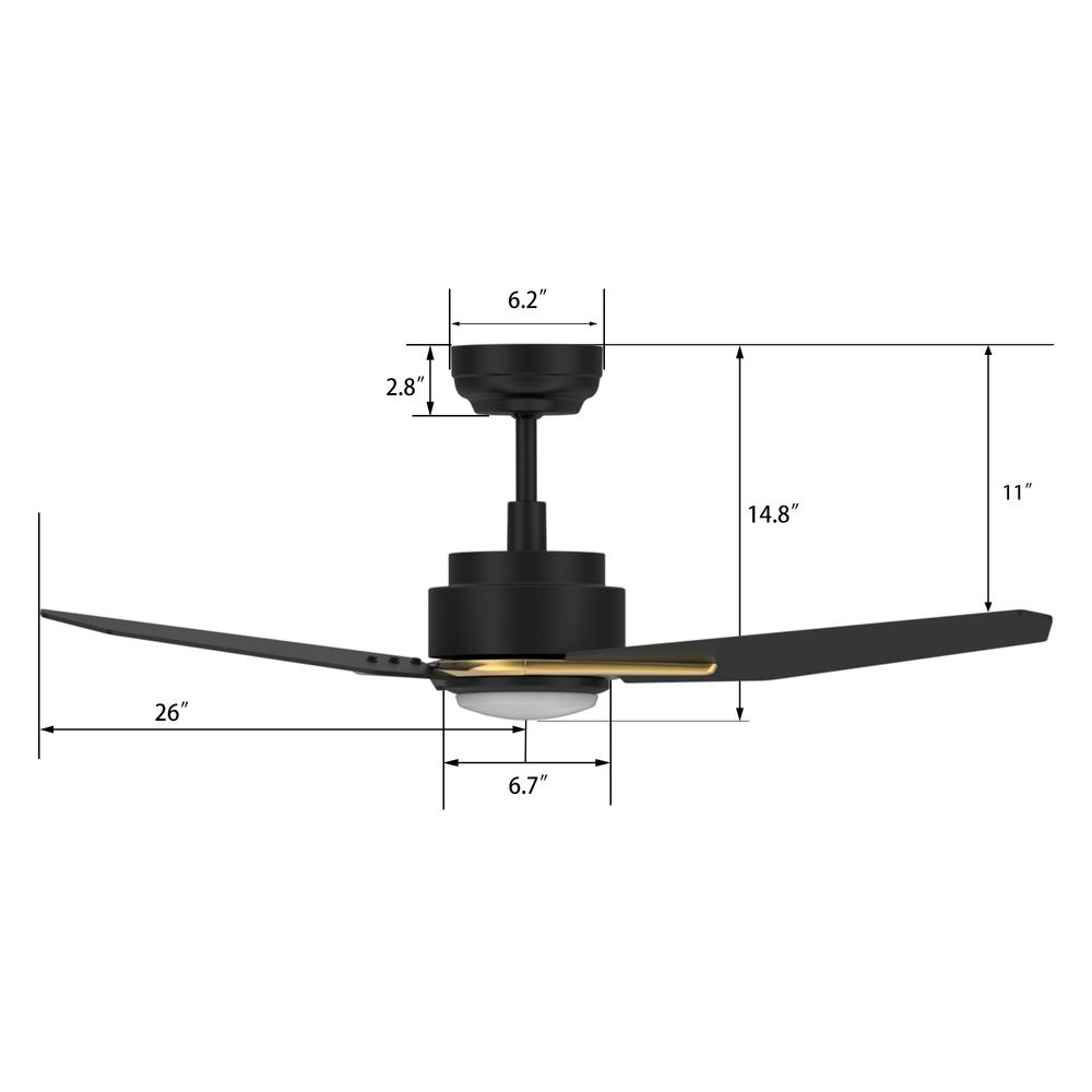 Tracer 52-inch Smart Ceiling Fan with Remote, Light Kit Included Black Finish. Picture 6