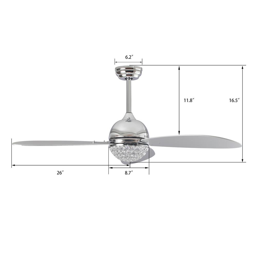 Coren 52'' Smart Ceiling Fan with Remote, Light Kit Included Silver Finish. Picture 6