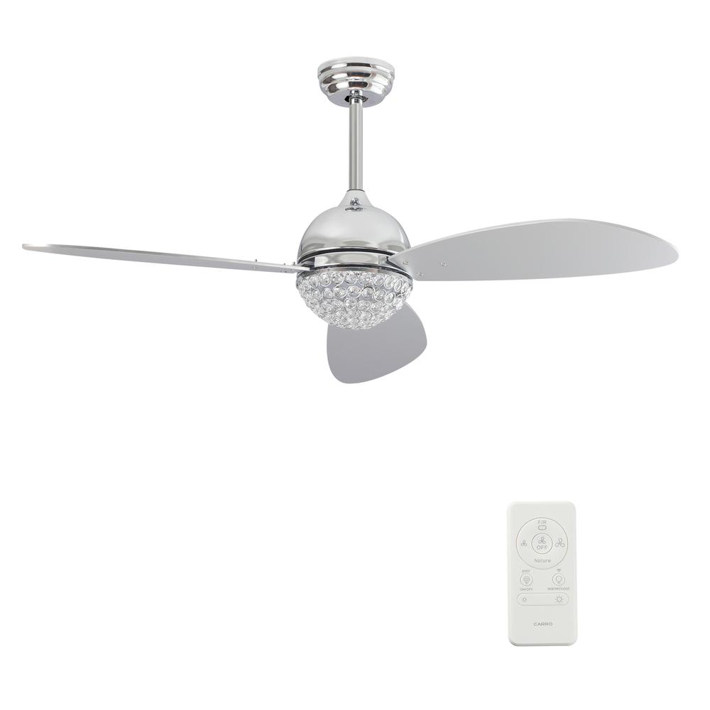 Coren 52'' Smart Ceiling Fan with Remote, Light Kit Included Silver Finish. Picture 7