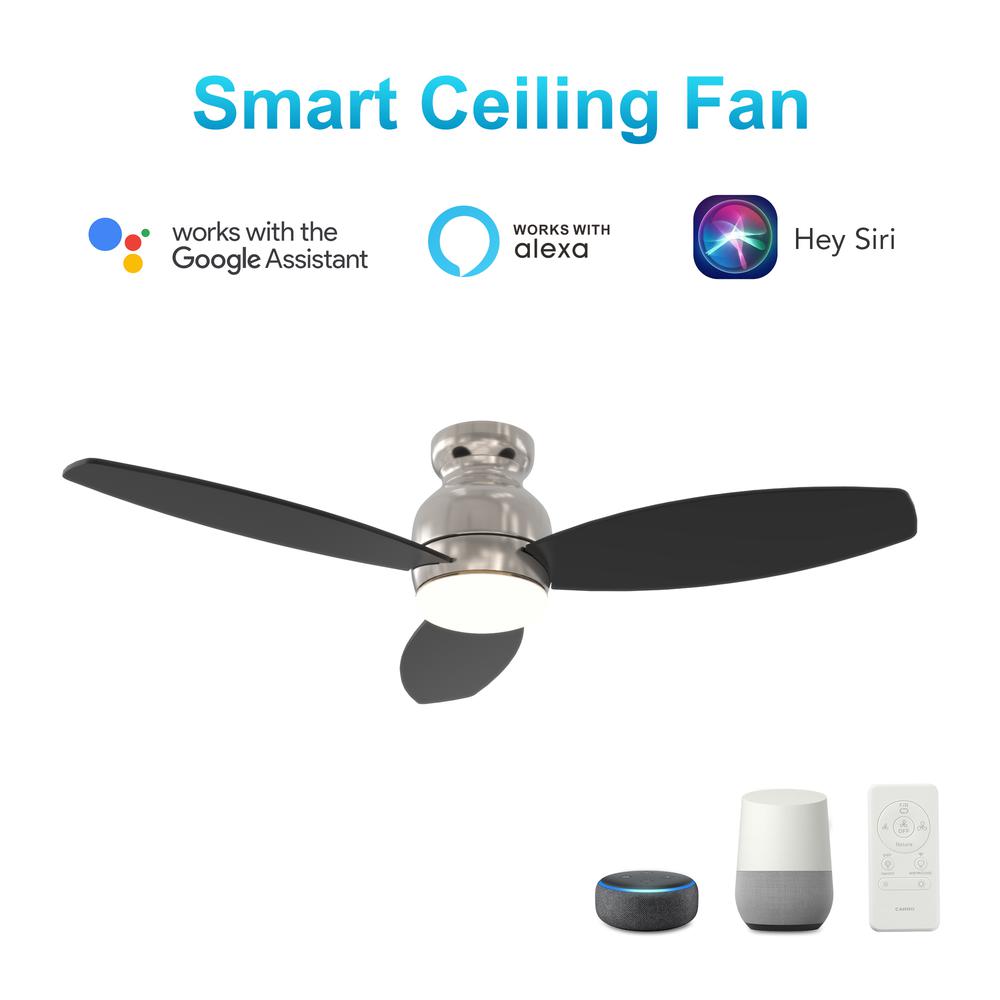 Trento 52-inch Smart Ceiling Fan with Remote, Light Kit Included Silver Finish. Picture 1