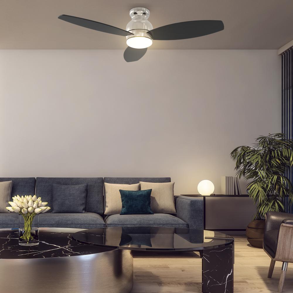 Trento 52-inch Smart Ceiling Fan with Remote, Light Kit Included Silver Finish. Picture 3