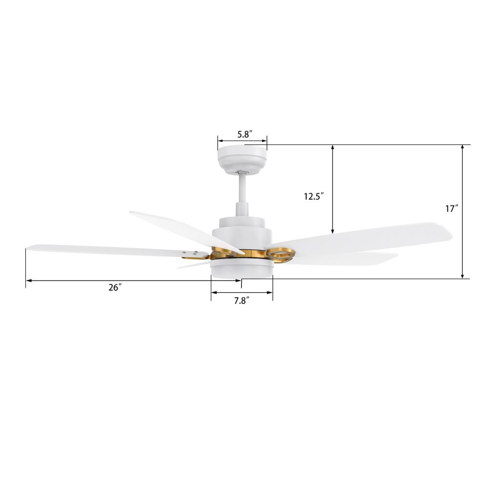 Peyton 52'' Smart Ceiling Fan with Remote, Light Kit Included, White Finish. Picture 6