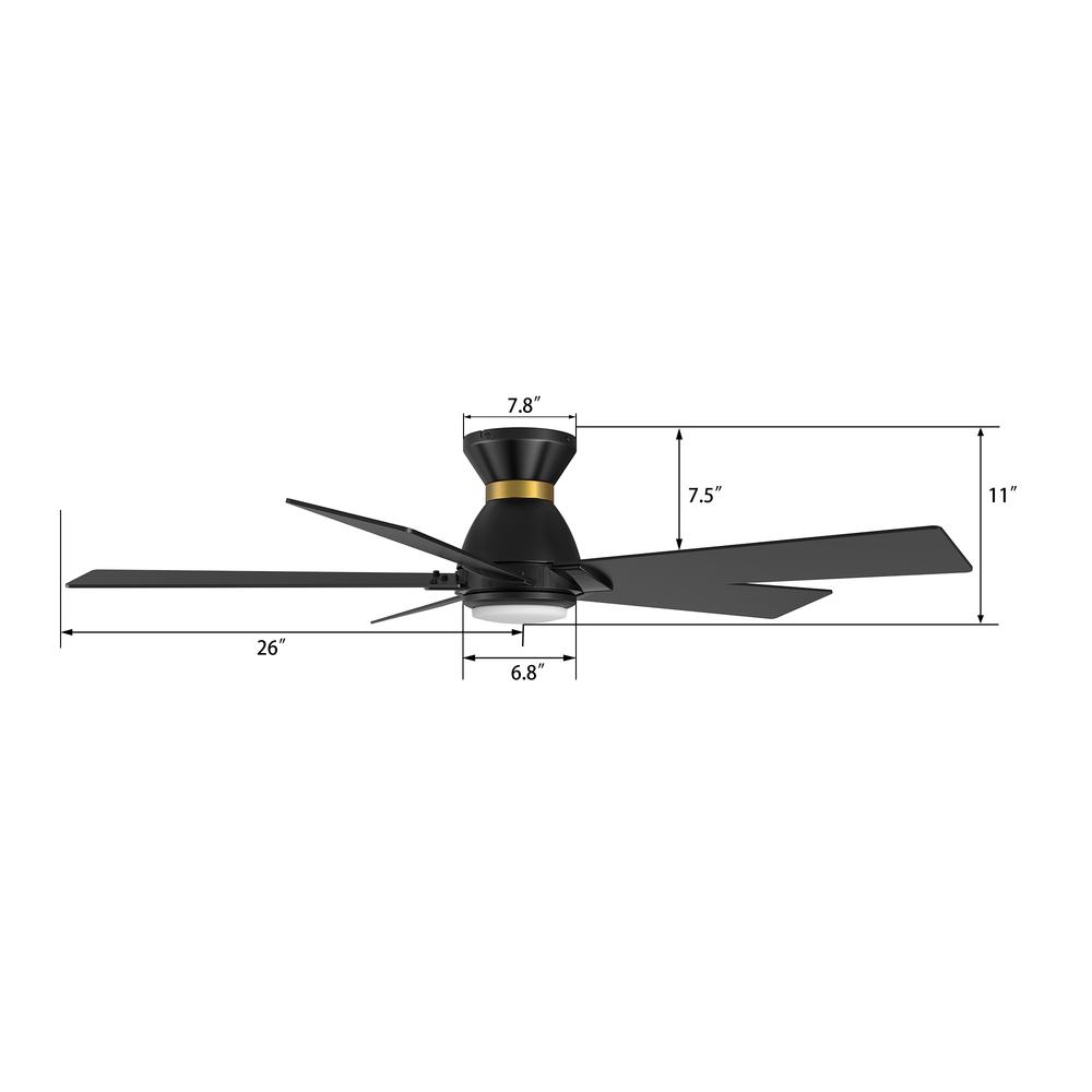 Ascender 52'' Smart Ceiling Fan with Remote, Light Kit Included Black Finish. Picture 7